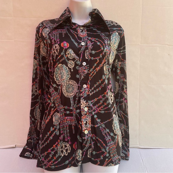 Vintage 70’s Dagger collar blouse M - Picture 2 of 7